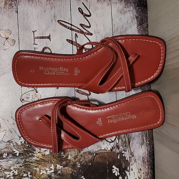 MontegoBay Club Leather Collection Red Sandals 9.5 Pre-owned (WS30) - Picture 2 of 11